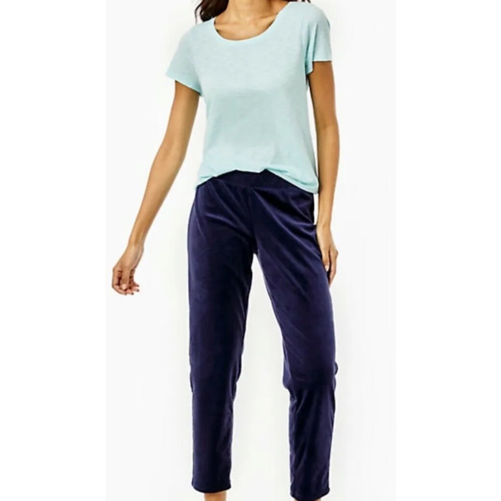 Lilly Pulitzer NWT Jessabelle Velour Pants True Navy $98 Size XXS Buttery Soft!